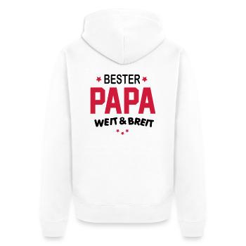 besterpapa - Unisex Premium Bio Zip Hoodie - Weiß - Hinten - Thijin (182cm)