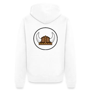 Wikinger Helm im Kreis - Unisex Premium Bio Zip Hoodie - Weiß - Hinten - Thijin (182cm)