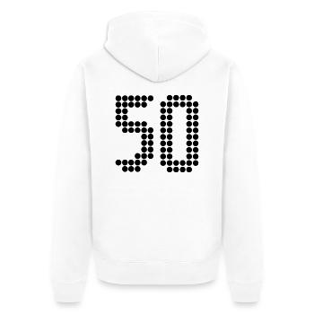 50, Nummer, Rückennummer, Trikot, Fußball zahlen - Unisex Premium Organic Zip Hoodie - white - Back - Thijin (182cm)