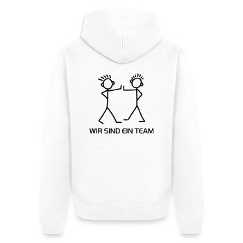 Strichmännchen - Wir sind ein Team - Unisex Premium Bio Zip Hoodie - Weiß - Hinten - Thijin (182cm)