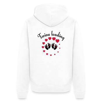 Twins loading - Unisex Premium Bio Zip Hoodie - Weiß - Hinten - Thijin (182cm)