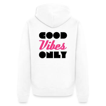 Good Vibes - Unisex Premium Organic Zip Hoodie - white - Back - Thijin (182cm)