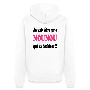 Je vais être une nounou qui va déchirer !!! - Unisex Premium Organic Zip Hoodie - white - Back - Thijin (182cm)