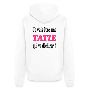 Je vais être une tatie qui va déchirer !!! - Veste à capuche bio Premium Unisexe - blanc - Dos - Thijin (182cm)