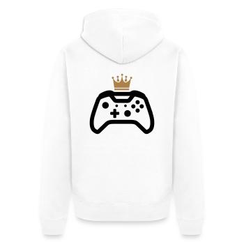 gamer - Unisex Premium Bio Zip Hoodie - Weiß - Hinten - Thijin (182cm)