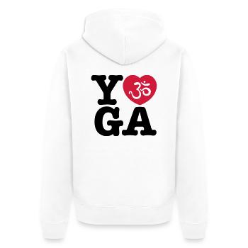 yoga - Unisex Premium Bio Zip Hoodie - Weiß - Hinten - Thijin (182cm)