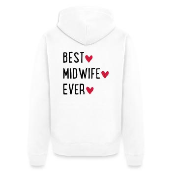 midwife - Unisex Premium Organic Zip Hoodie - white - Back - Thijin (182cm)