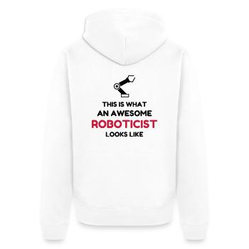 Robotik / Roboter / Robot / Robotics - Unisex Premium Bio Zip Hoodie - Weiß - Hinten - Thijin (182cm)
