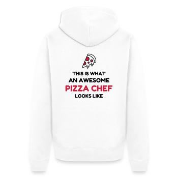 pizza / pizzaiolo / chef / italie / pizzaiola - Veste à capuche bio Premium Unisexe - blanc - Dos - Thijin (182cm)