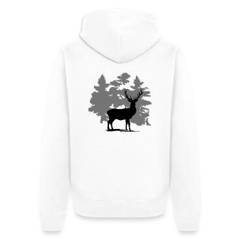 Hirsch - Deer - Unisex Premium Bio Zip Hoodie - Weiß - Hinten - Thijin (182cm)