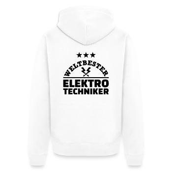 Elektrotechniker - Unisex Premium Bio Zip Hoodie - Weiß - Hinten - Thijin (182cm)