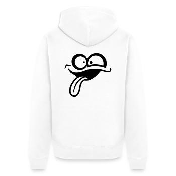 Comic Gesicht Verrückt - Unisex Premium Bio Zip Hoodie - Weiß - Hinten - Thijin (182cm)