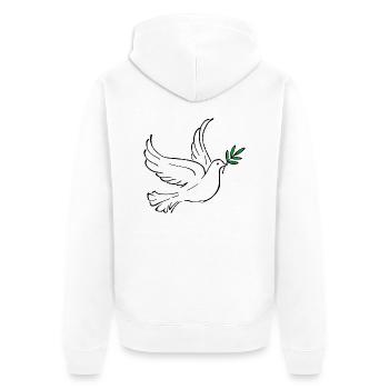 Weiße Taube, Friedenstaube, Frieden, Liebe - Unisex Premium Bio Zip Hoodie - Weiß - Hinten - Thijin (182cm)