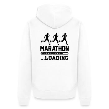 marathon loading 1 - Unisex Premium Bio Zip Hoodie - Weiß - Hinten - Thijin (182cm)