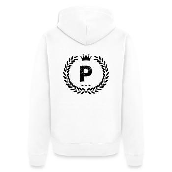 wappen p - Unisex Premium Bio Zip Hoodie - Weiß - Hinten - Thijin (182cm)