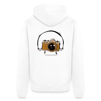 Springseil-Kamera - Unisex Premium Bio Zip Hoodie - Weiß - Hinten - Thijin (182cm)