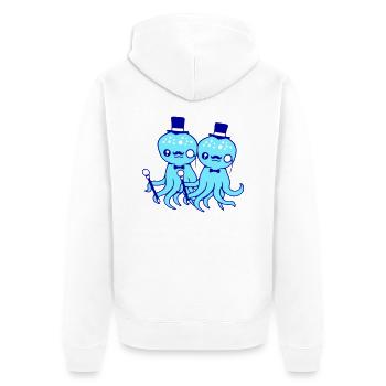 2 Lunettes Monocle Octopus Sir Hat 2 Rich Friends - Veste à capuche bio Premium Unisexe - blanc - Dos - Thijin (182cm)