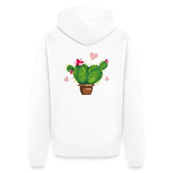 Cactus en fleurs en forme de cœur - Veste à capuche bio Premium Unisexe - blanc - Dos - Thijin (182cm)