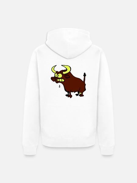 Wütender Stier - Unisex Premium Bio Zip Hoodie - Weiß