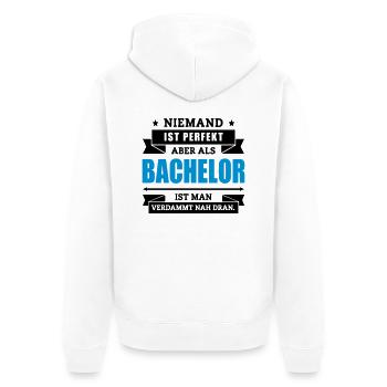 Funshirt Bachelor - Unisex Premium Bio Zip Hoodie - Weiß - Hinten - Thijin (182cm)