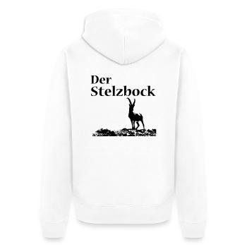 Stelzbock - Unisex Premium Bio Zip Hoodie - Weiß - Hinten - Thijin (182cm)