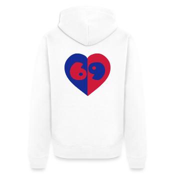 69 (V) - Veste à capuche bio Premium Unisexe - blanc - Dos - Thijin (182cm)