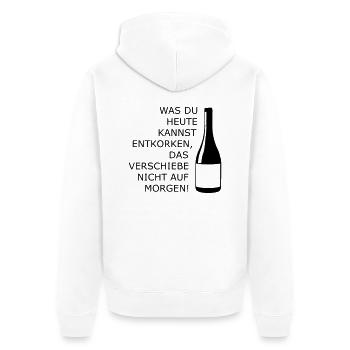 Wein sofort entkorken Alkohol - Unisex Premium Bio Zip Hoodie - Weiß - Hinten - Thijin (182cm)