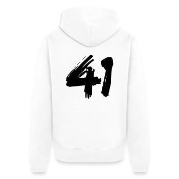 Brushed 41 - Unisex Premium Bio Zip Hoodie - Weiß - Hinten - Thijin (182cm)