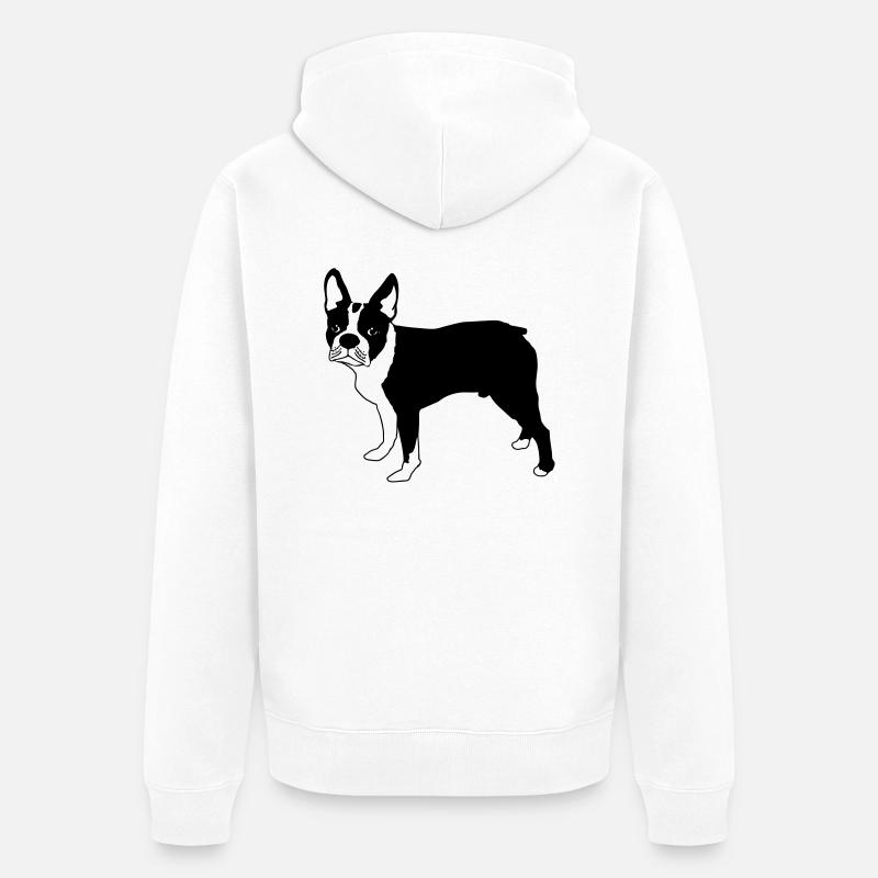 Boston terrier de - Unisex Premium Bio Zip Hoodie - Weiß