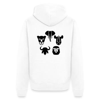 Afrika Tiere Big Five - Unisex Premium Bio Zip Hoodie - Weiß - Hinten - Thijin (182cm)