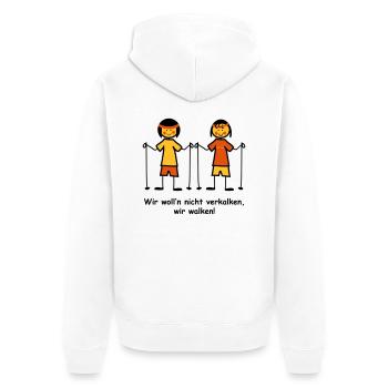 Walking II - Unisex Premium Bio Zip Hoodie - Weiß - Hinten - Thijin (182cm)