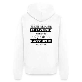 Faire chier - Unisex Premium Bio Zip Hoodie - Weiß - Hinten - Thijin (182cm)