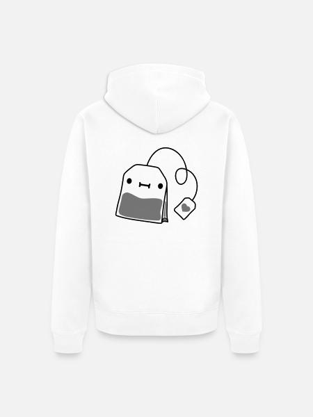 small teabag with face - Unisex Premium Organic Zip Hoodie - white
