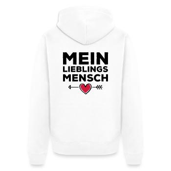 mein lieblings mensch herz pfeil - Unisex Premium Bio Zip Hoodie - Weiß - Hinten - Thijin (182cm)