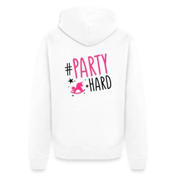unicorn party hard - Unisex Premium Bio Zip Hoodie - Weiß - Hinten - Thijin (182cm)