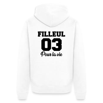 filleul 03 pour la vie - Unisex Premium Organic Zip Hoodie - white - Back - Thijin (182cm)