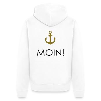 MOIN Anker 1-- - Unisex Premium Bio Zip Hoodie - Weiß - Hinten - Thijin (182cm)