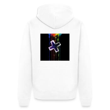 Plus vor einen Regenbogen - Unisex Premium Bio Zip Hoodie - Weiß - Hinten - Thijin (182cm)