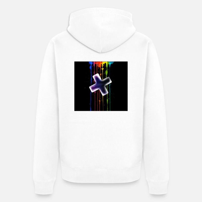 Plus vor einen Regenbogen - Unisex Premium Bio Zip Hoodie - Weiß