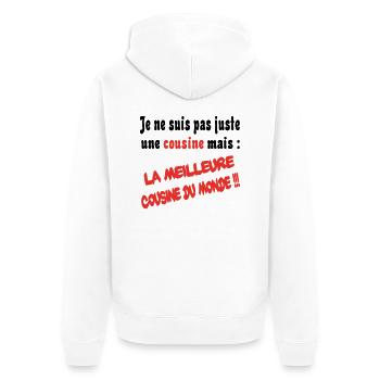 La meilleuer cousine du monde - Veste à capuche bio Premium Unisexe - blanc - Dos - Thijin (182cm)