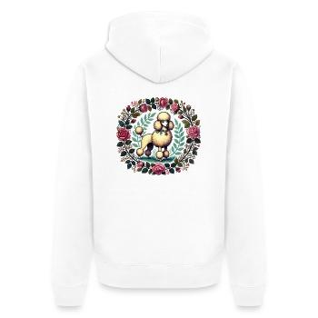 Pudel - Unisex Premium Bio Zip Hoodie - Weiß - Hinten - Thijin (182cm)
