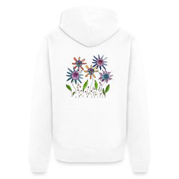 Blumen - Unisex Premium Bio Zip Hoodie - Weiß - Hinten - Thijin (182cm)