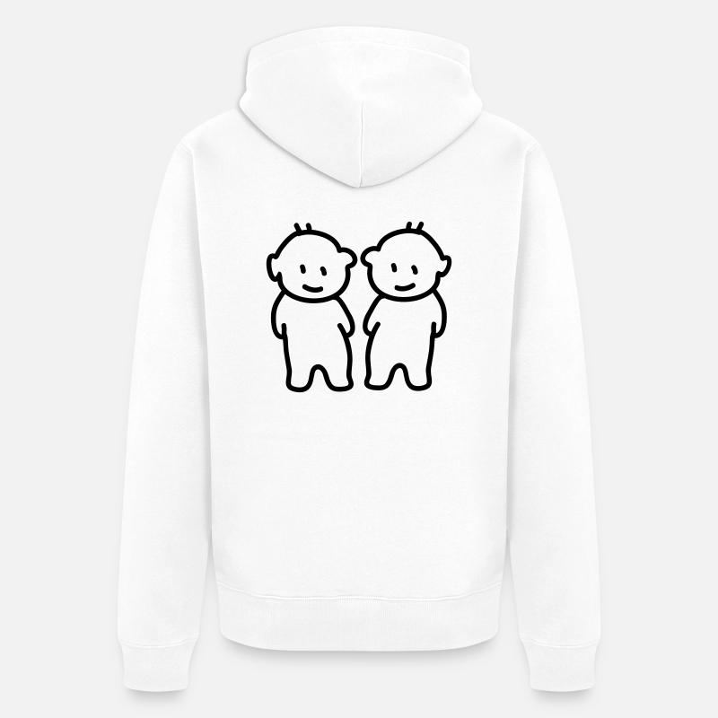 Zwillinge - Twins - Line - Unisex Premium Bio Zip Hoodie - Weiß