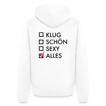 sexy - Unisex Premium Bio Zip Hoodie - Weiß - Hinten - Thijin (182cm)
