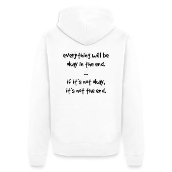 everything okay - Unisex Premium Bio Zip Hoodie - Weiß - Hinten - Thijin (182cm)