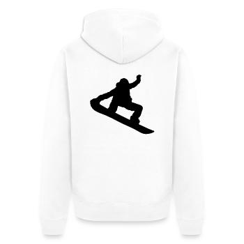 Snowboarder Silhouette - Unisex Premium Bio Zip Hoodie - Weiß - Hinten - Thijin (182cm)