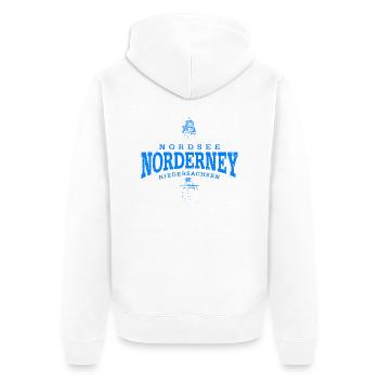 Norderney Nordsee ( blau oldstyle ) - Unisex Premium Bio Zip Hoodie - Weiß - Hinten - Thijin (182cm)