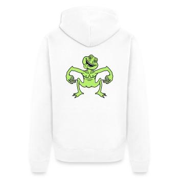 verrueckt daemon gnom klein horror halloween gesic - Unisex Premium Bio Zip Hoodie - Weiß - Hinten - Thijin (182cm)