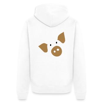 piggy_face_farm Tier - Unisex Premium Bio Zip Hoodie - Weiß - Hinten - Thijin (182cm)