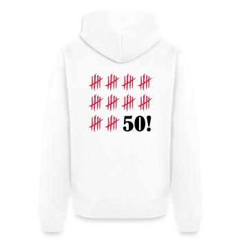 kratzer_50_2 - Unisex Premium Bio Zip Hoodie - Weiß - Hinten - Thijin (182cm)